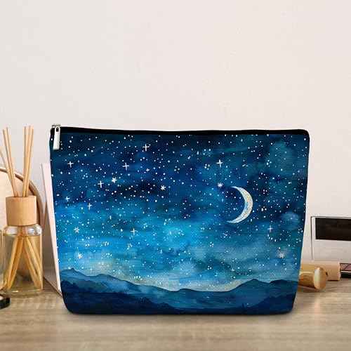 GREOXG Night Starry Sky Makeup Bag, Small Travel Cosmetic Bag with Zipper, Cute Makeup Pouch Gift Ideas for Women Teen Girls Friends Mom Sisters Teacher Birthday Christmas Wedding Graduation-E26