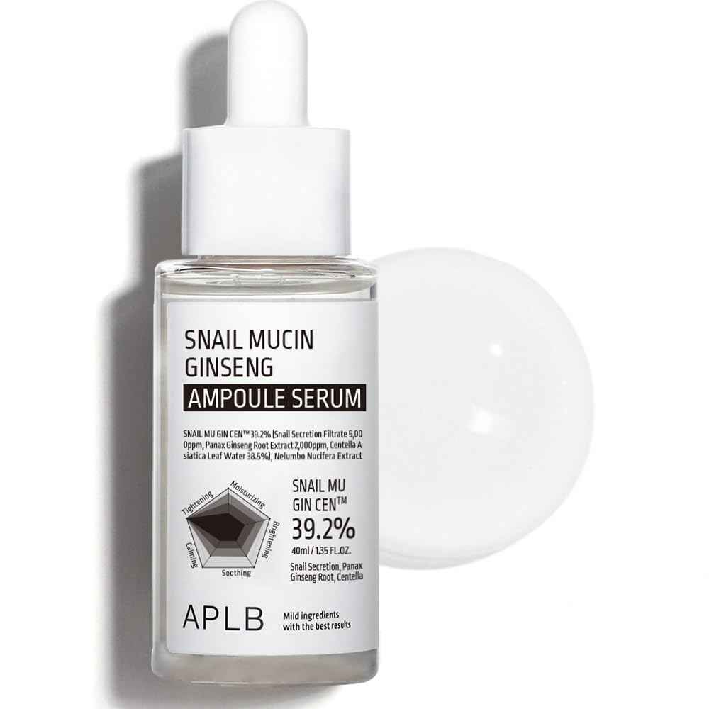 APLB Snail Mucin Ginseng Ampoule Serum | SNAIL MU GIN CEN™ 39.2% 1.35 FL.OZ/Korean Skincare, Wrinkle care, Pore care, Improve elasticity for firm skin