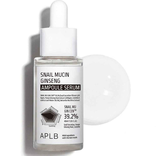 APLB Snail Mucin Ginseng Ampoule Serum | SNAIL MU GIN CEN™ 39.2% 1.35 FL.OZ/Korean Skincare, Wrinkle care, Pore care, Improve elasticity for firm skin