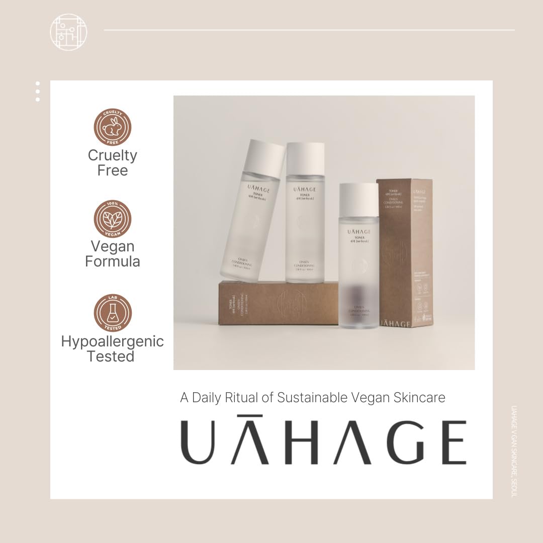 UAHAGE Sebyuk Toner Onsen Conditioning - Texture Smoothing, Hydrating, Soothing, Vegan Korean Skin Care, PHA, Ceramide, Tocopherol, Arginine, Centella Asiatica Extract (100ml / 3.38 fl.oz.)