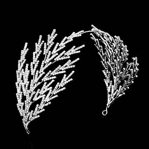 Coucoland Wedding Headpiece for Bride - Hair Jewelry Wedding Headband Tiara Leaf Headband Crown Tiara Bridal Silver Headpiece