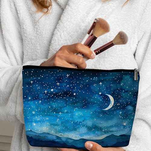 GREOXG Night Starry Sky Makeup Bag, Small Travel Cosmetic Bag with Zipper, Cute Makeup Pouch Gift Ideas for Women Teen Girls Friends Mom Sisters Teacher Birthday Christmas Wedding Graduation-E26