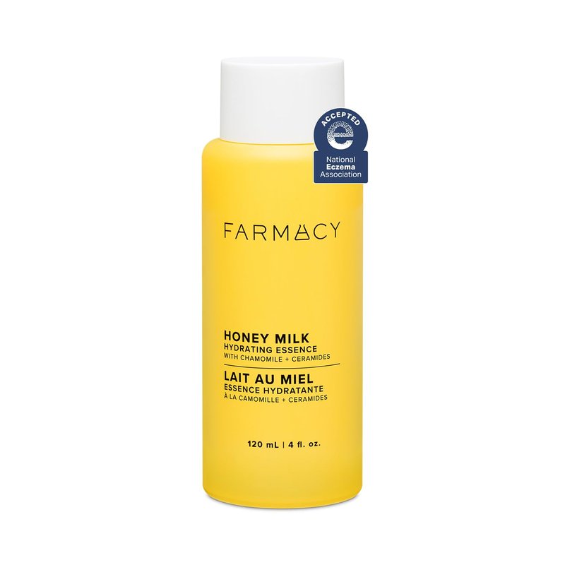 Farmacy Honey Milk Face Essence - Hydrating Milky Toner with Honey, Ceramides + Chamomile - Helps Strengthen Skin Barrier + Replenish Moisture - Soothing + Calming Skincare (120ml)