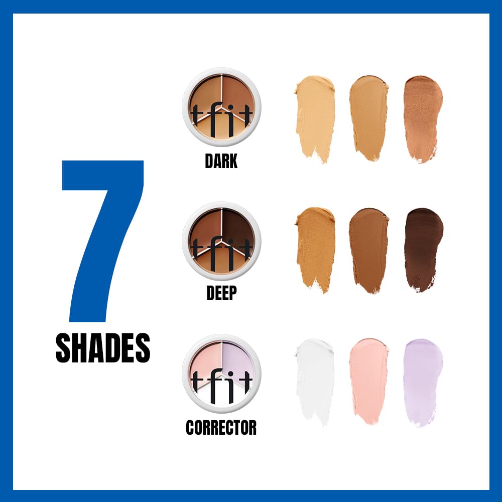TFIT Multi-Use Pot Concealer - Triple Palette | High-Pigmented, Full Coverage & Crease-Proof | Korean Concealer for Dark Circles, Redness & Blemishes (01 Neutral, 0.52 Oz)