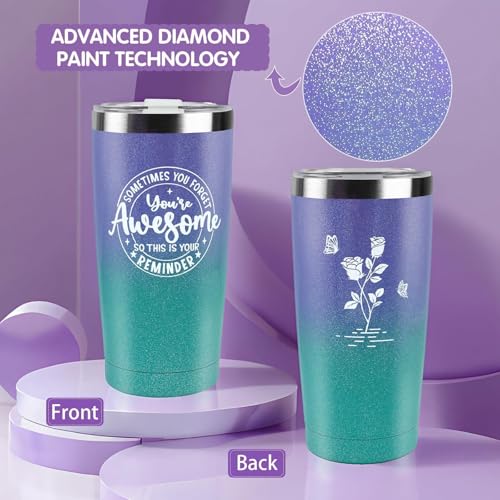 Birthday Gift Basket for Women Purple Blue Relaxing Spa Self Care Bath Gift Set for Her with 20 Oz Tumbler Cup for Graduation, Teacher Appreciation Week, Mother¡¯s Day Gift Ideas Christmas Gifts