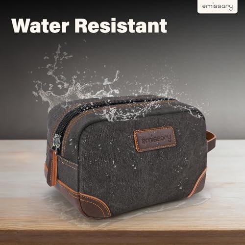 emissary Toiletry Bag for Men, Canvas Travel Toiletry Bag Men's Dopp Kit, Water-resistant Bathroom Bag Mens Shaving Kit, Travel Kit Small Bags, Shaving Bag, Toiletry Bags