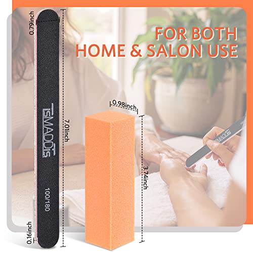 TsMADDTs Nail Files and Buffers, Professional Manicure Tools Kit Rectangular Art Care Buffer Block Tools 100 180 Grit 12PCS(Black)
