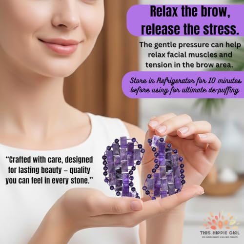 Crystal Under Eye Mask ? Rose Quartz or Amethyst Cooling Eye Mask for Puffiness, Dark Circles & Relaxation ? Handcrafted Gemstone Facial Tool by This Hippie Girl (Amethyst)