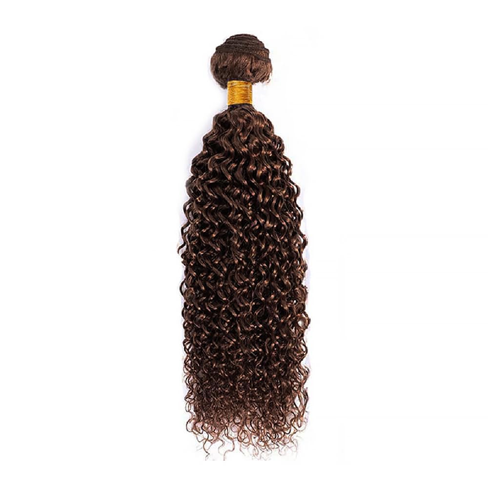 Human Hair Bundles 26 Inch Kinky Curly Wave Single Bundle #4 Chocolate Brown Human Hair Unprocessed Native Virgin Hair 100g Total 1 Extension Wet and Wavy Human Hair Extensions for Women