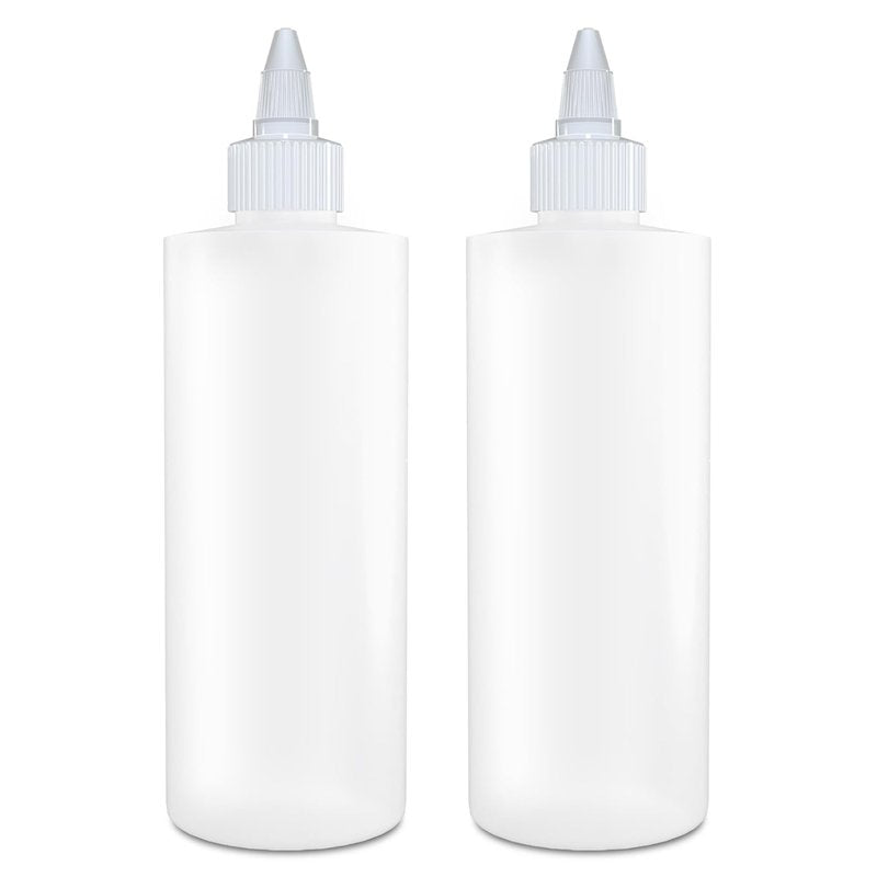 Twist Top Applicator Bottles - 8 Oz Refillable Squeeze Plastic | Hair Coloring & Multi-Purpose (Pack of 2)