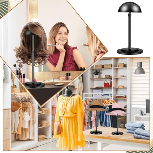 Tatuo 4 Pcs Wig Holders, 9.8"-18.9" Adjustable Height Wig Head Stand Portable Hat Display Holder Storage for Multiple Travel Wigs Styling Practice women DIY Head Stand Non Slip Stable (Black)
