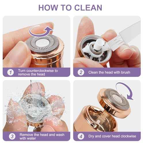 Facial Hair Remover for Women, Painless Rechargeable Hair Removal Device, Comes with 2 Replacement Heads, Portable Electric Shaver/Razors for Face, Chin, Upper Lip, arms and Peach Fuzz (Pink)