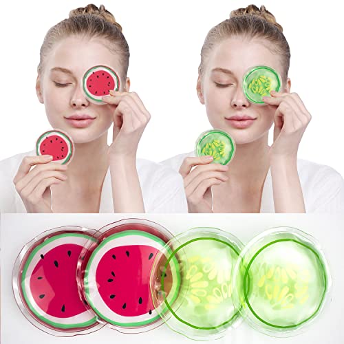 Hot and Cold Eye Pads, reusable eye patches - Soothing, Revitalizing, Puffiness, Refresh, Relieves Stress, Relax, Relieves Puffiness and Tension(2 watermelons + 2 cucumbers)