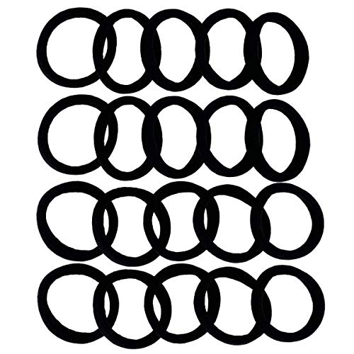 Thick Hair Ties, BETITETO 20 Pieces Seamless Ponytail Holders Scrunchies Women Cotton Stretch Hair Elastics for Thick Heavy or Curly Hair (Upgrade Black)