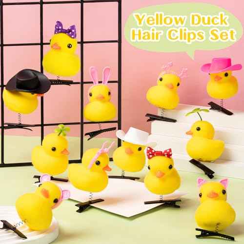 24 Pcs Duck Clips for Hair, Cute Festival Rave Sprouts, Yellow Hair Accessorie for School Home Party Props