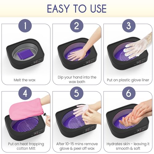Wattne Paraffin Wax Machine for Hands & Feet ? Paraffin Wax Warmer Moisturizing Kit with Auto-Timer & Precision Temperature Control, Paraffin Wax Bath for Arthritis, Dry Skin Care, Home Spa-Black