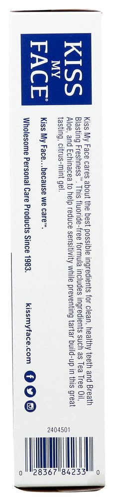 Kiss My Face Sensitive Fluoride Free Whitening Toothpaste, Citrus Mint Gel, 4.5 oz (Pack of 2)