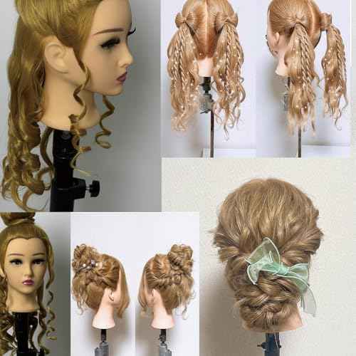 Mannequin Head Human Hair with Stand 28 Inch Long Hair for Styling Practice, Cosmetology Training & Wig Display - Realistic Makeup Head for Beauty Salon & Barber Students (blonde)