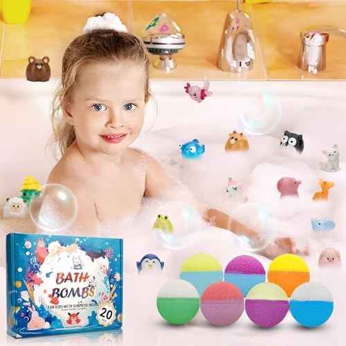 20 Pack Bath Bombs for Kids with Surprise Inside Bubble Bath Toys Organic Natural Bath Bombs Set Stocking Stuffers Birthday Christmas Gifts for Kids 3 4 5 6 7 8 Years Old Boys Toddlers Girls