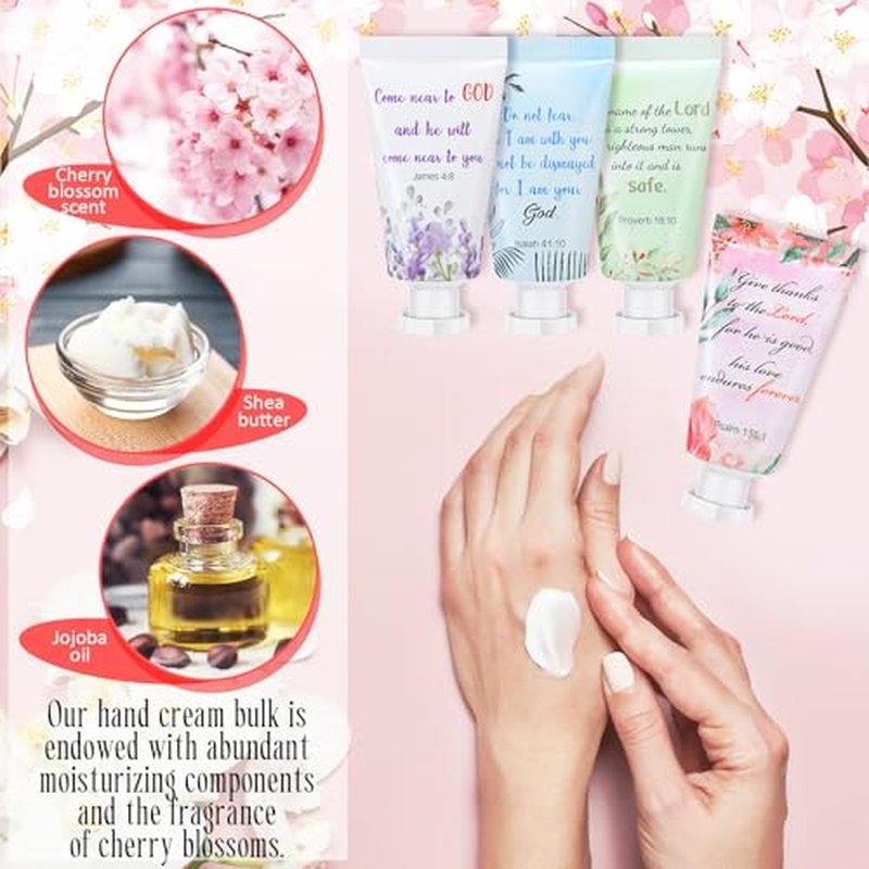 Landhoow 72 Pack Christmas Christian Hand Cream Bulk for Women Thanksgiving Bible Travel Hand Lotion Set Religious Bible Verse Gift for Employee Coworker Team Church Wedding Homeless