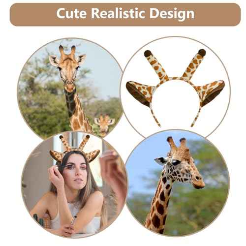Beviliu Giraffe Ears Headband, Giraffe Costume for Halloween Christmas Festival Theme Party Animal Cosplay Antler Headwear, 1Pack