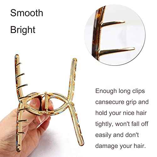 3Pack Large Metal Acetate Hair Claw Clips for Thick Thin Hair, Fashion Big Hair Clamp Hair Styling Accessories as Gift for Wife Girlfriend (Ivory White,Green White,Amber)
