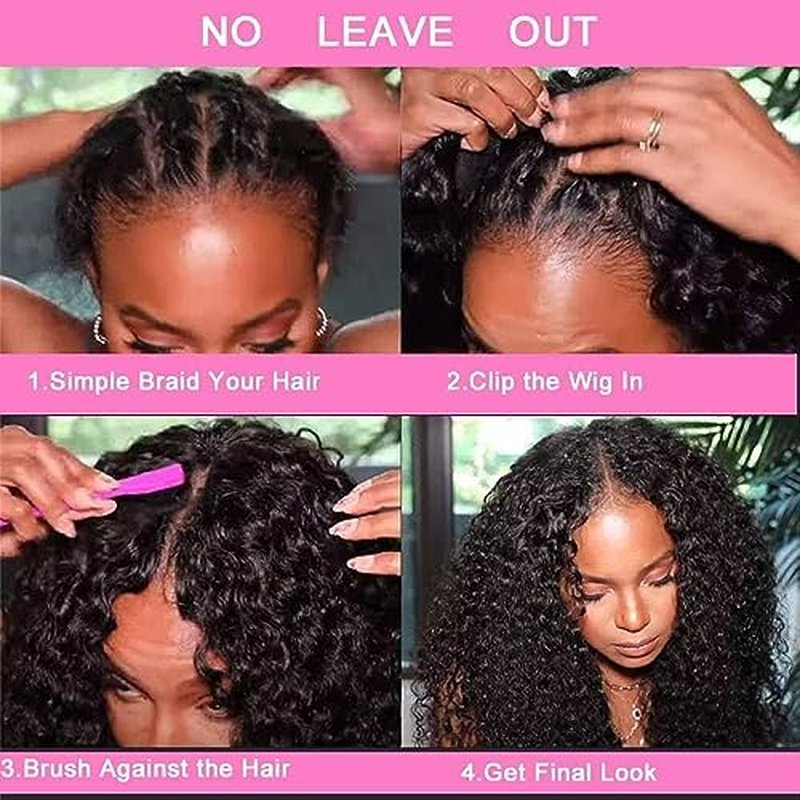 Zealady Deep Wave V Part Wig - Human Hair, Deep Wave, 12A, V Shape, Curly, Glueless, No Sew, Clip In, Half Wig, 20inch