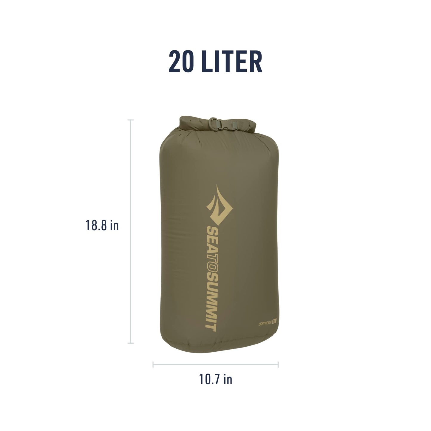 Sea to Summit Lightweight Dry Bag, Multi-Purpose Dry Storage, 20 Liter, Olive Green