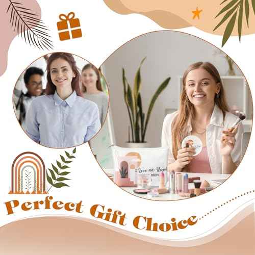 Kacctyen 24 Pcs Positive Affirmation Gift Set 12 Inspirational Canvas Makeup Bags 12 Daily Affirmations Mirrors Bulk Employee Appreciation Gifts for Women Stress Relief Self Care Gift(Bohemia)