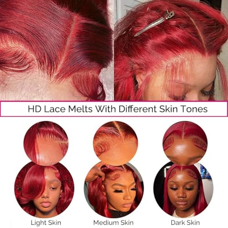 Red Burgundy Wig Human Hair 13x6 Deep Wave Lace Front Wigs Human Hair 99j Burgundy Lace Front Wigs Pre Plucked Red Colored Curly Human Hairs Wigs Triple Lifespan 20 Inch