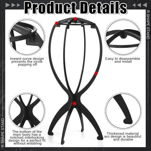 2 Pack Wig Stand with 2Pcs Wig Dust Bag, Travel Wig Head Stand Holder for Women Multiple Wigs Styling, Black, Hair Length Under 40cm/15.74in
