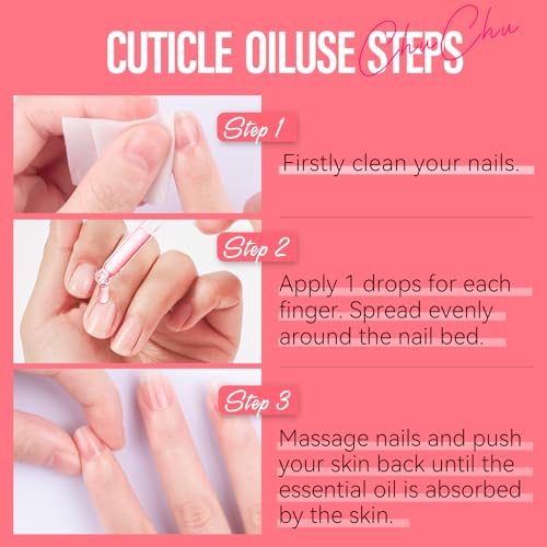 CHUCHU Jojoba Cuticle Oil for Nails: Watermelon Organic Nail Oil with Vitamin B & E - Moisturizes Repairs and Promotes Nail Growth - Prevents Dryness Hangnails and Chapped Skin 15ML