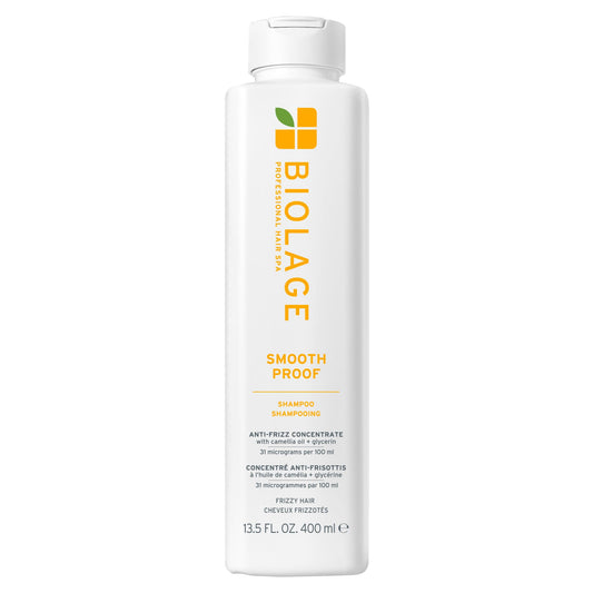 Biolage Smooth Proof Shampoo - Gently Cleanses and Adds Shine, Nourishes, Moisturizes & Tames Frizz, For All Frizzy Hair Types, With Camellia Oil & Glycerin, Vegan & Paraben-Free, 13.5 Fl Oz