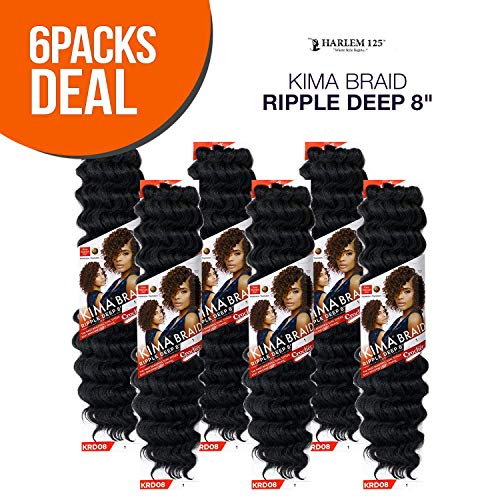 MULTI PACK DEALS! Harlem125 Synthetic Hair Braids Kima Braid Ripple Deep 8" (6-PACK, T1B/30)