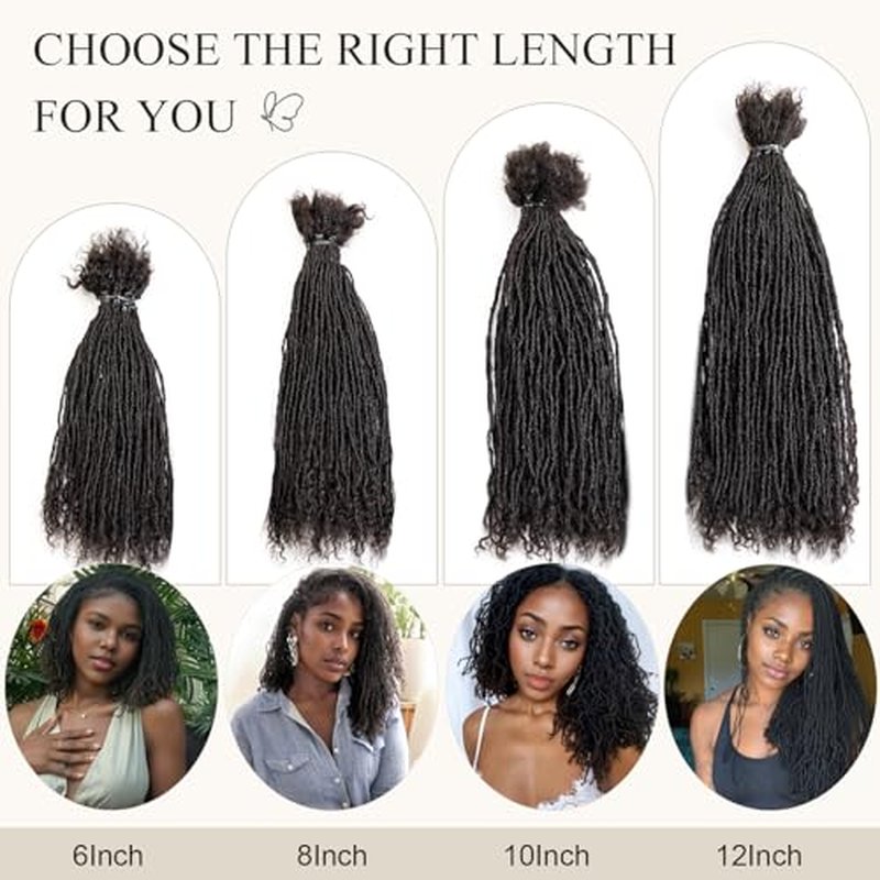 DAIXI Handmade Interlocking Sisterlocks Curly Tips 100% Real Human Hair Permanent Micro Locs Extensions Natural Looking Soft Dreadlocks Can Be Bleached and Dyed.(1B - 0.2cm, 10 Inch 60 Strands)