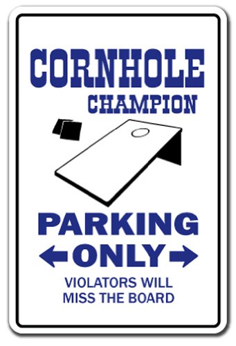 Cornhole Champion Parking Sign Boardbagteamgame Bean Bag Toscorn Hole | Indoor/Outdoor | 12" Tall