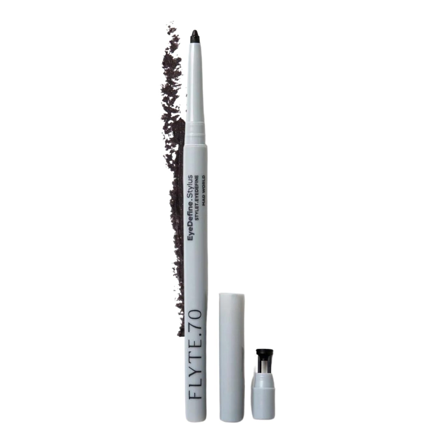 FLYTE.70 Eyeliner Definer Long Lasting Precision Ultra Fine Tip Waterproof Eye Pencil for Water Line With Built-in Sharpener for Cat Eye Winged Smokey Eyes Contour Smudge Proof & No Drag (Mad World)