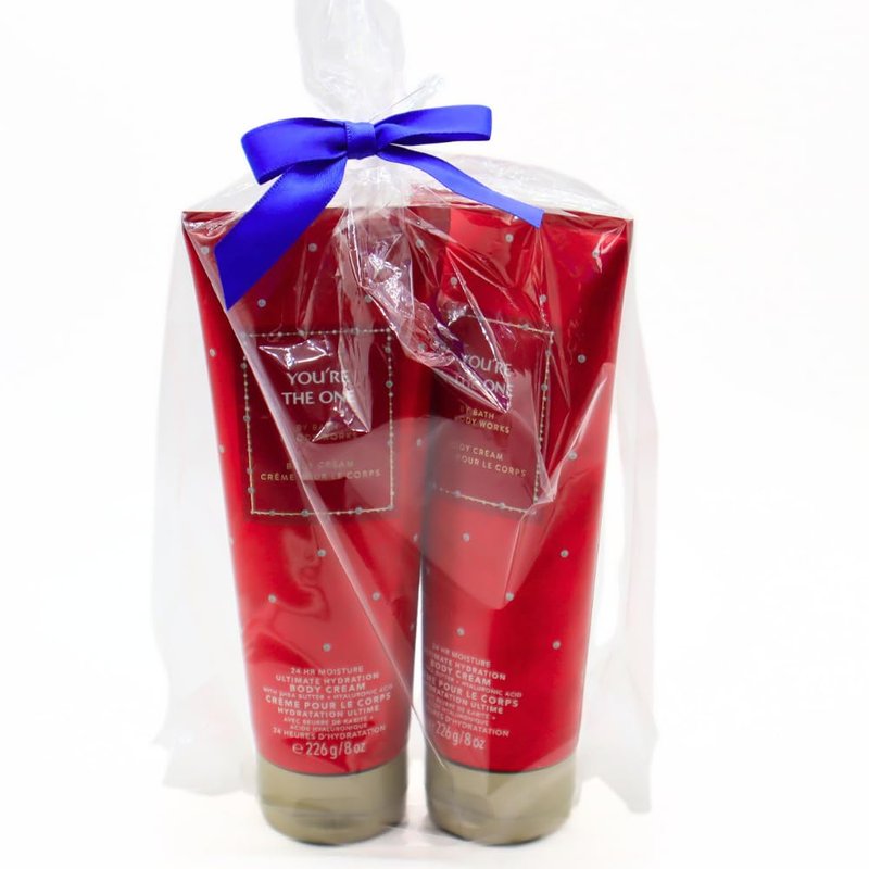 Bath & Body Works YOU’RE THE ONE Ultimate Hydration Body Cream 2-piece Gift Set with a Blue Bow for Holidays – 8 oz