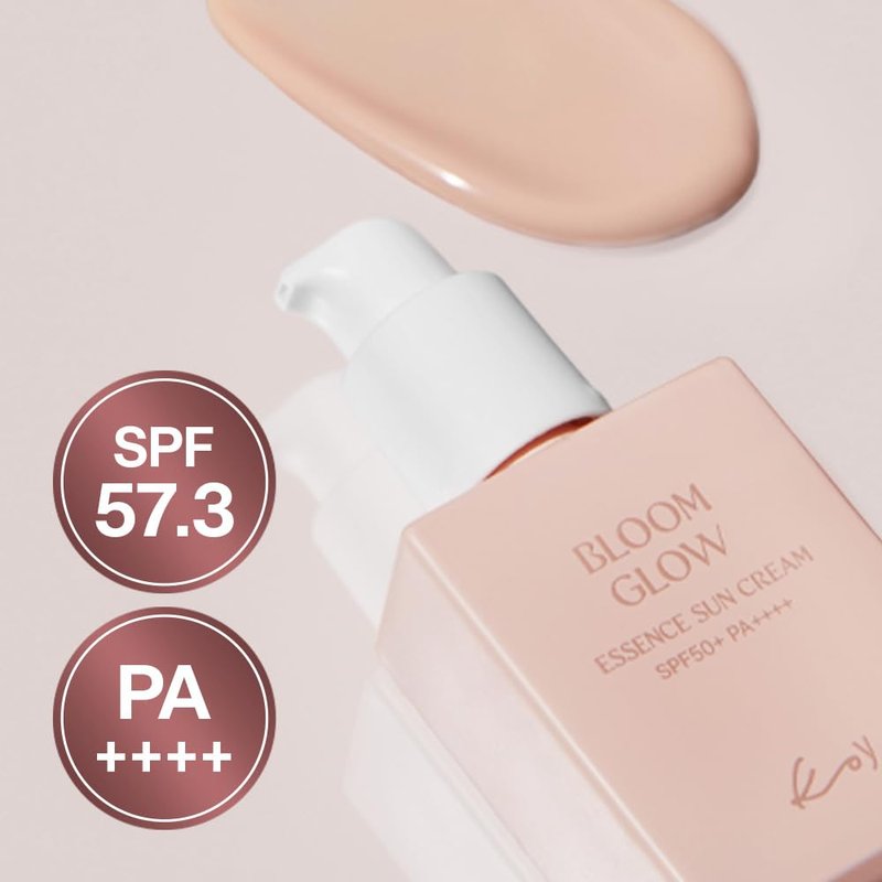 KOY Bloom Glow Essence Sun Cream, SPF50+ PA++++ Waterfull Tone-Up Sunscreen, No White Cast, Non-Sticky, 10 layer Hyaluronic Acid for Radiance and Glow Skin, All Skin Type, Rose Beige, 1.01 fl oz