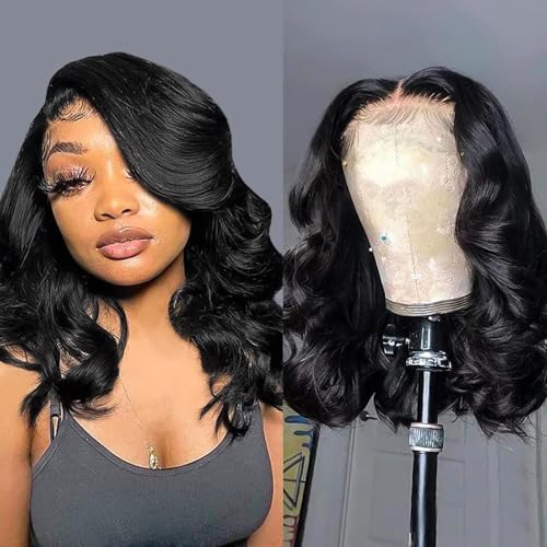 Wear and Go Glueless Wigs Pre Plucked Pre Cut 4x4 Body Wave Bob Wig Human Hair wigs for black women Short Bob Wig Human Hair 180 dentisty natrual color 14inch