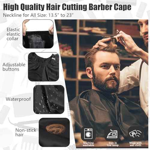 NICEMOVIC 10 in 1 Hair Cutting Barber Cape with Neck Duster Brush Barber Brush Neck Strips Hair Combs Hair Clips, Professional Barber Accessories Cleaning Supplies for Salon Haircut Styling (Black)