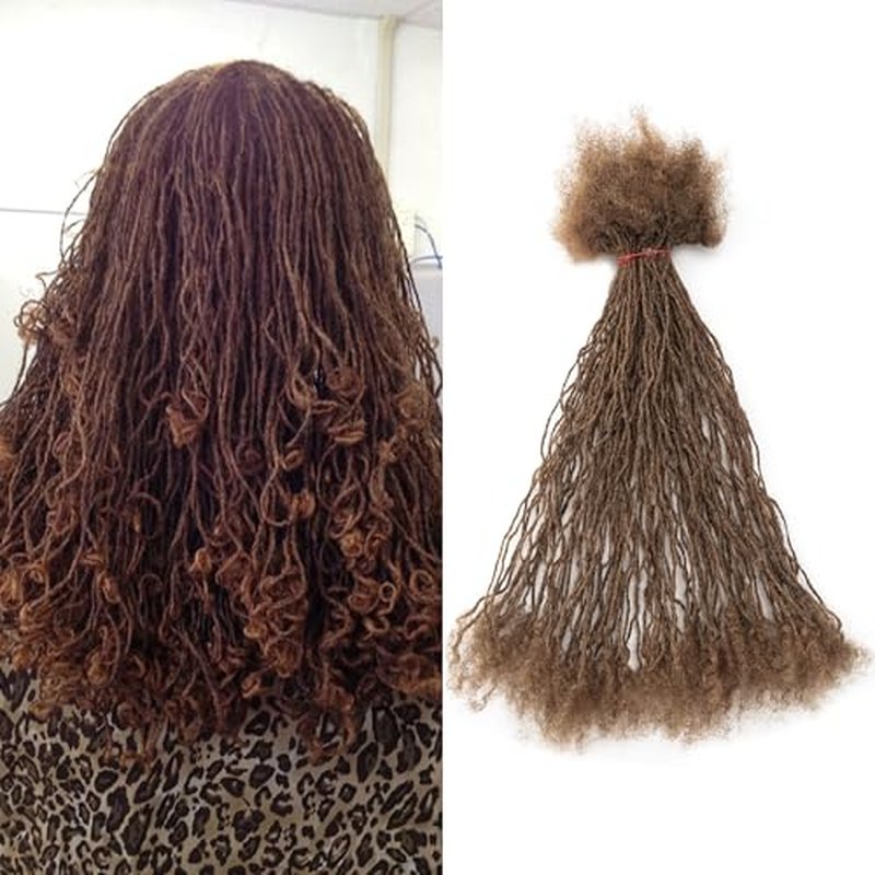 EV&ET Handmade Interlocking Sisterlocks Curly Tips 100% Real Human Hair Permanent Micro Locs Extensions Natural Looking Soft Dreadlocks Can Be Bleached and Dyed (#30 40pieces, 12inch 0.2cm)