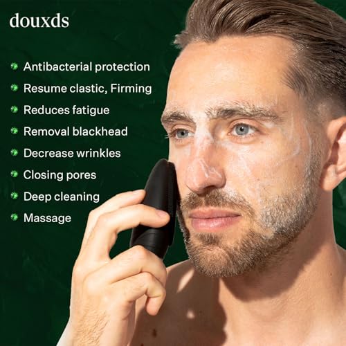 douxds Flex¢â Pro Vibrating Face Brush, Electric Face Scrubber, Face Scrubber for Men, Flex¢â Face Brush, Men's Skin Care, Powerful Sonic Technology, Removes Dark Marks and Bumps, Acne Treatment