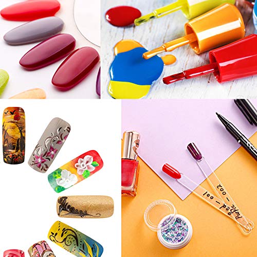 150 Pcs Clear Nail Swatch Sticks with Ring, Fan Shape Nail Art Polish Display Tips, False Nail Sample Sticks, Nail Practice Color Display, Transparent Polish Board for Nails