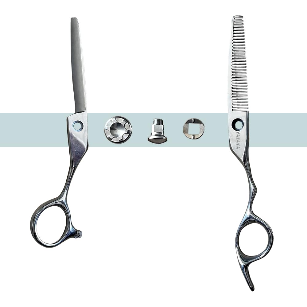 YASAKA 6 Inch Professional Hair Thinning and Cutting Shears Kit,Barber Shears,Cobalt Stainless Scissors,Sharp Razor Edge Barber Hair Scissors, Ergonomic Grip Design for Hair Salon or Home Use
