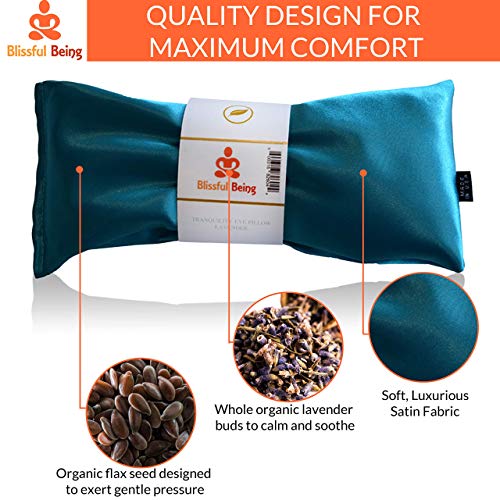 Lavender Eye Pillow - Hot or Cold Weighted Satin Eye Mask perfect for Sleeping, Yoga, Meditation - Gifts for Women, Birthday, Teachers - Natural Herbal Relaxation (Onyx)