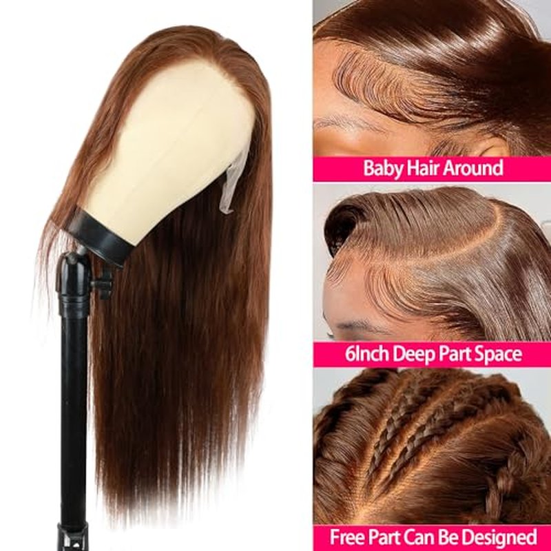 28 Inch Chocolate Brown Lace Front Wigs Human Hair #4 Brown 13x6 Lace Front Wigs Human Hair 200% Density HD Lace Frontal Wig Human Hair Glueless Lace Closure Wigs Pre Plucked For Women