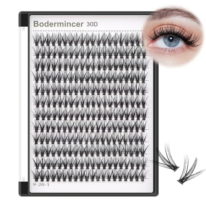 Bodermincer 7D/10D/20D/30D/40D/50D/60D/80D/100D Lash Cluster 240pcs D Curl Individual Cluster Eyelashes Fluffy false Eyelashes Extension Lash Cluster DIY at Home (30D-14mm)