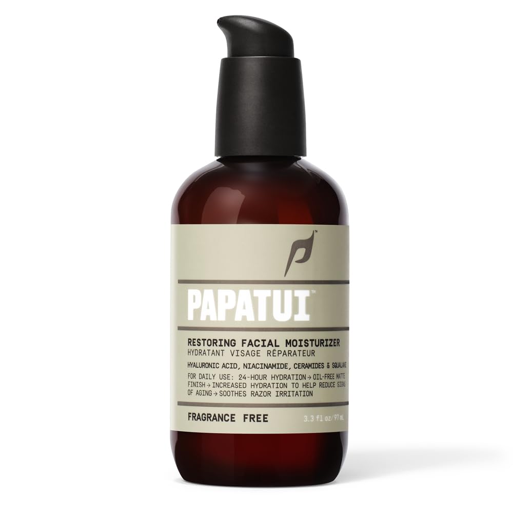 PAPATUI Men's Face Moisturizer - Restoring Formula with Niacinamide, Hyaluronic Acid & Ceramides | Unscented | 3.3 fl oz