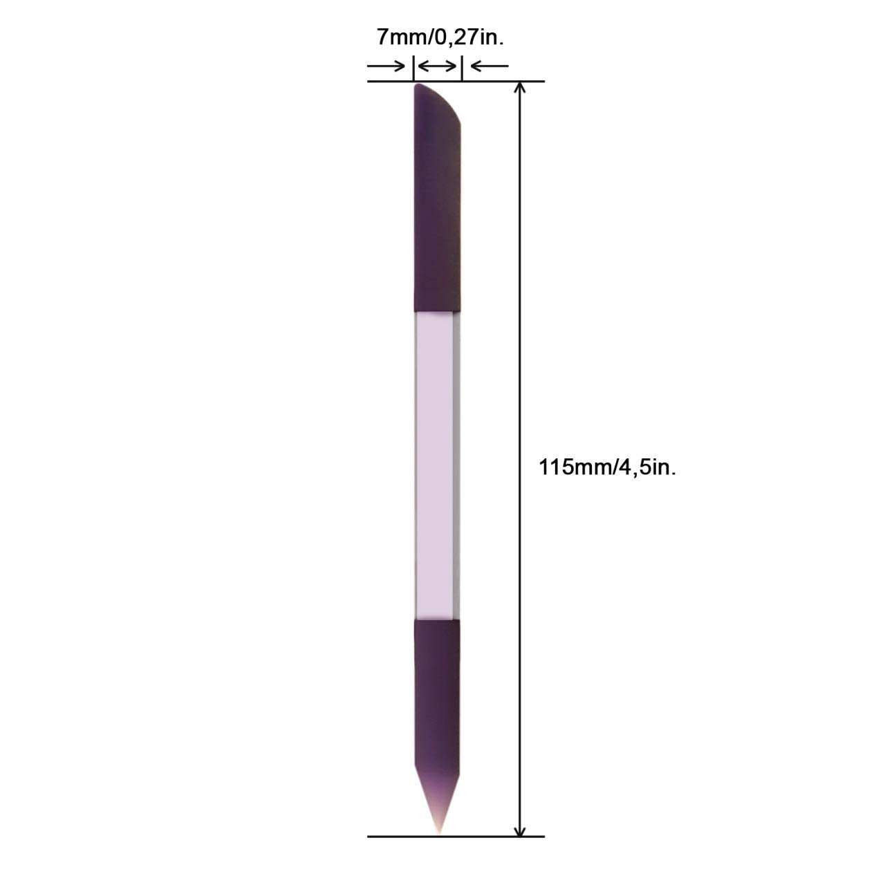Glass Cuticle Pusher Nail File for Manicure and Pedicure 4.5in (115mm) - Original Czech Product Glass Manicure Stick (Purple)